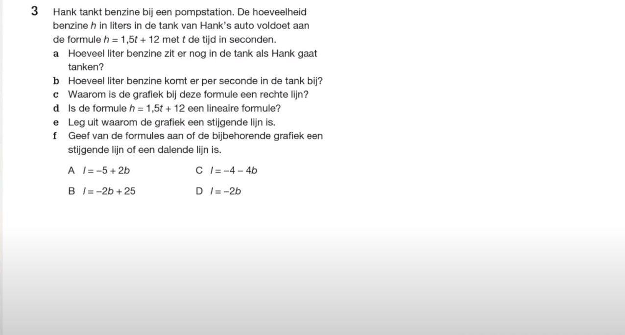 Lineaire verbanden Opgave 3