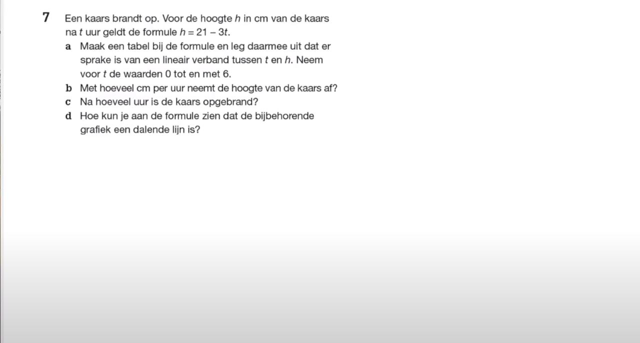 Lineaire verbanden Opgave 7