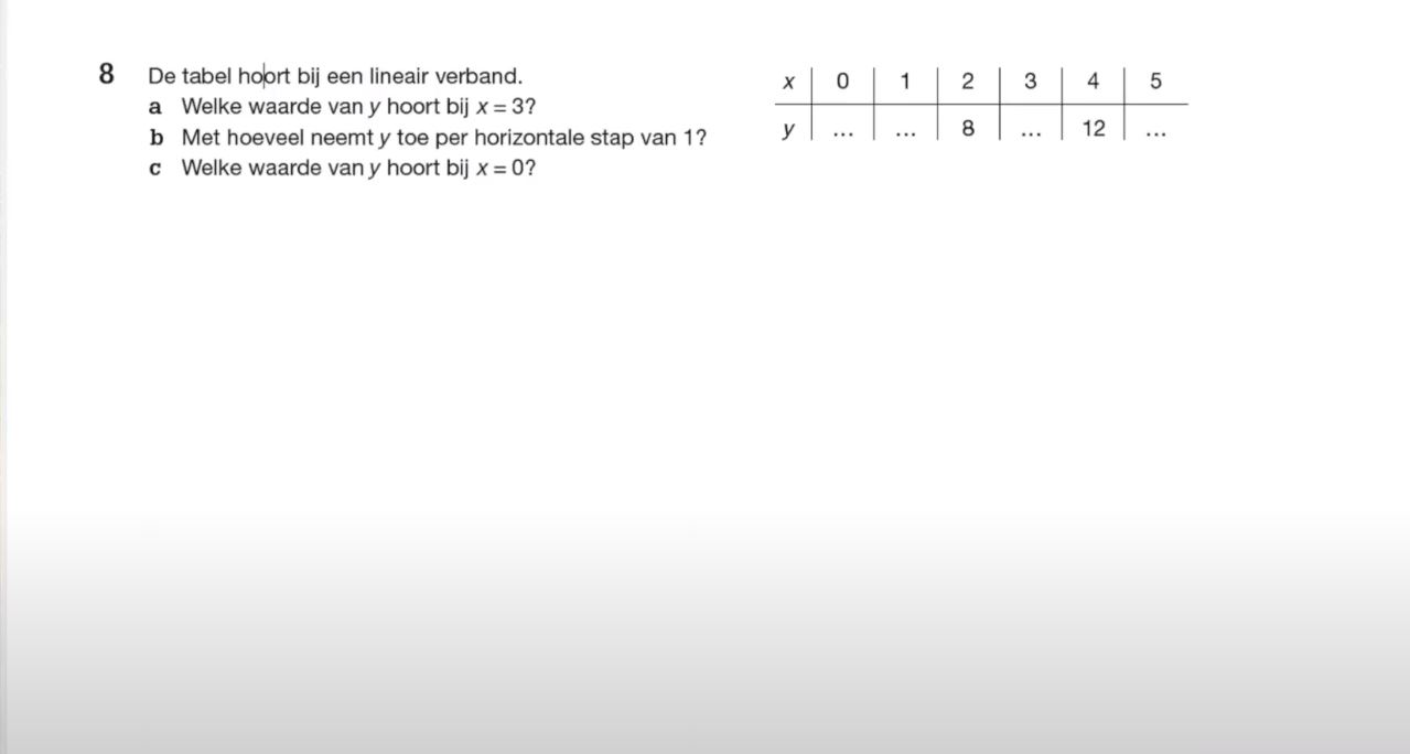 Lineaire verbanden Opgave 8