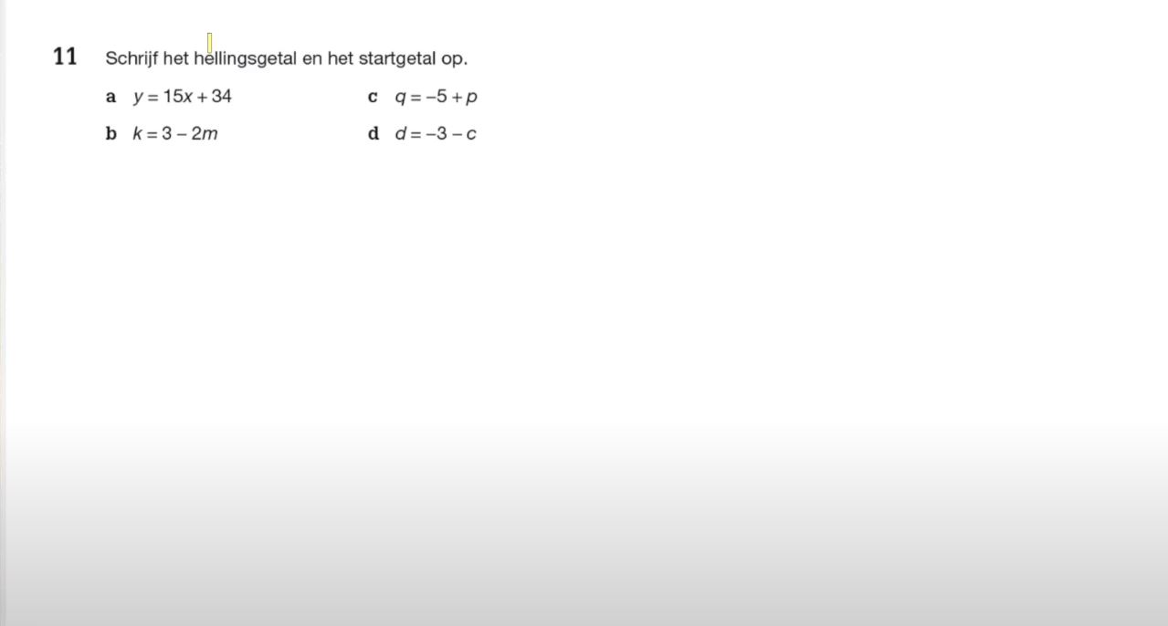 Formules van lijnen Opgave 11