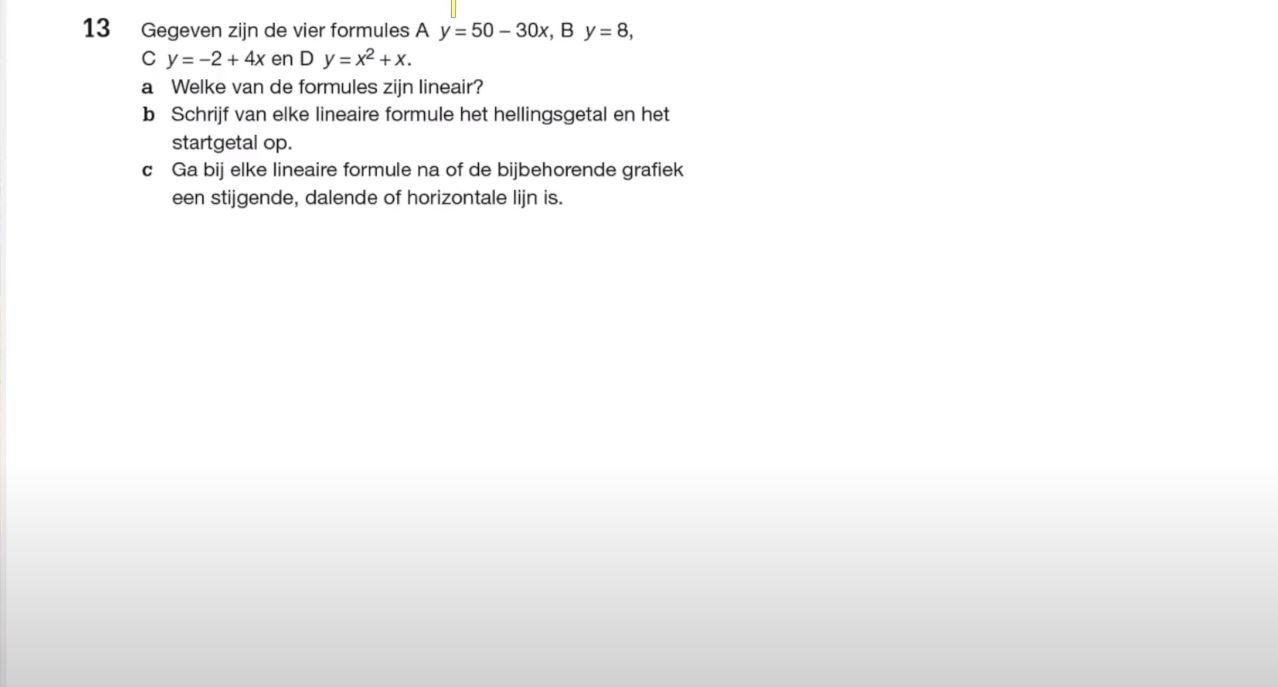 Formules van lijnen Opgave 13
