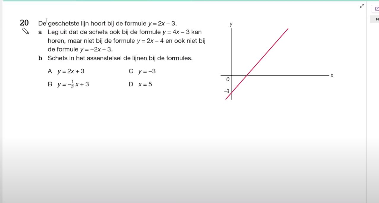 Lijnen schetsen bij formules Opgave 20