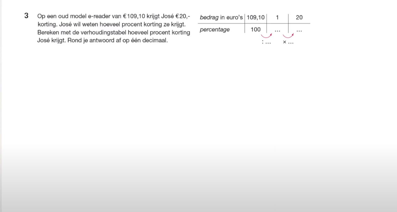 Verhoudingstabel Opgave 3