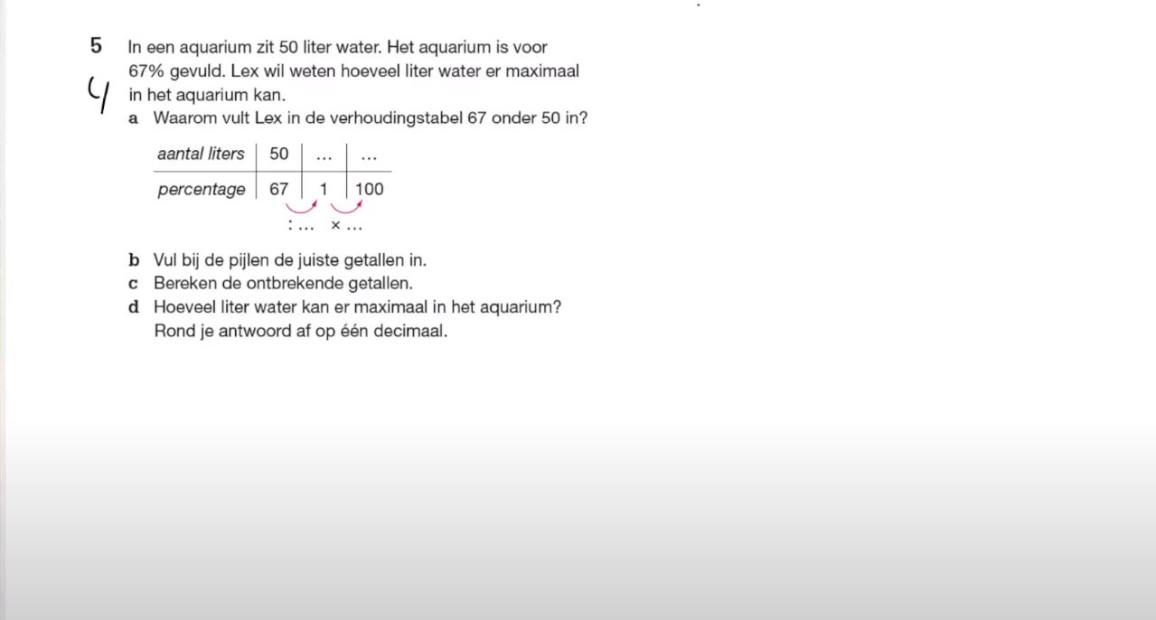 Verhoudingstabel Opgave 4