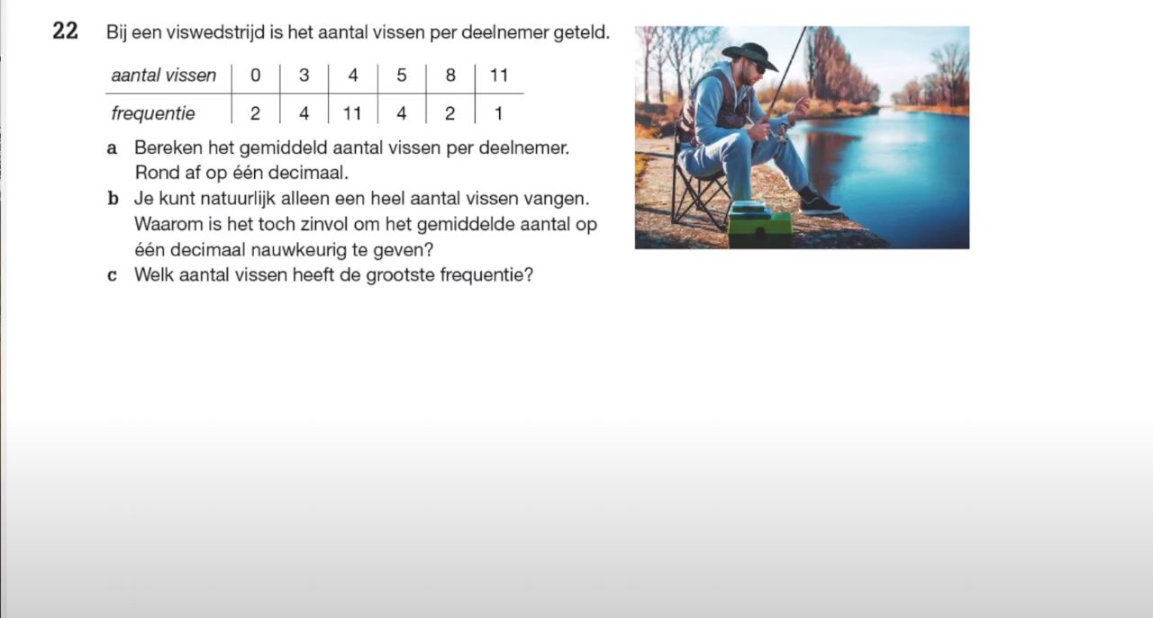 Gemiddelde, modus en mediaan Opgave 22