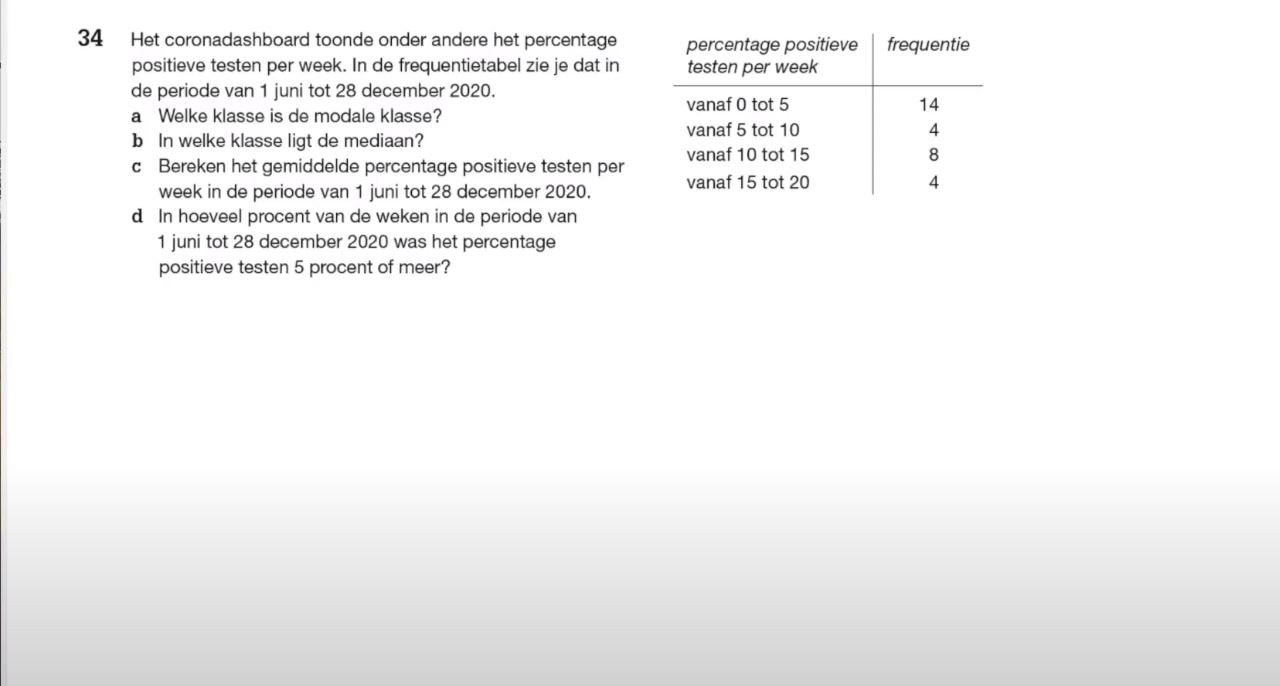 Indeling in klassen Opgave 34