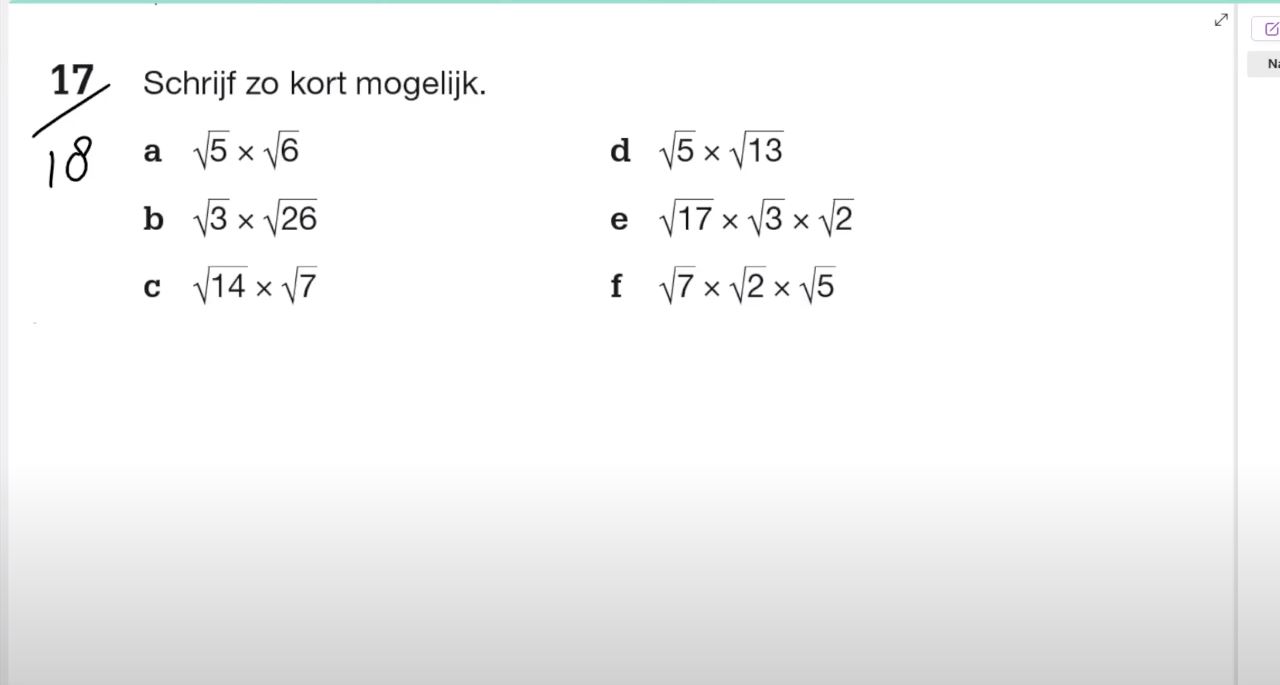 Wortels vermenigvuldigen Opgave 18