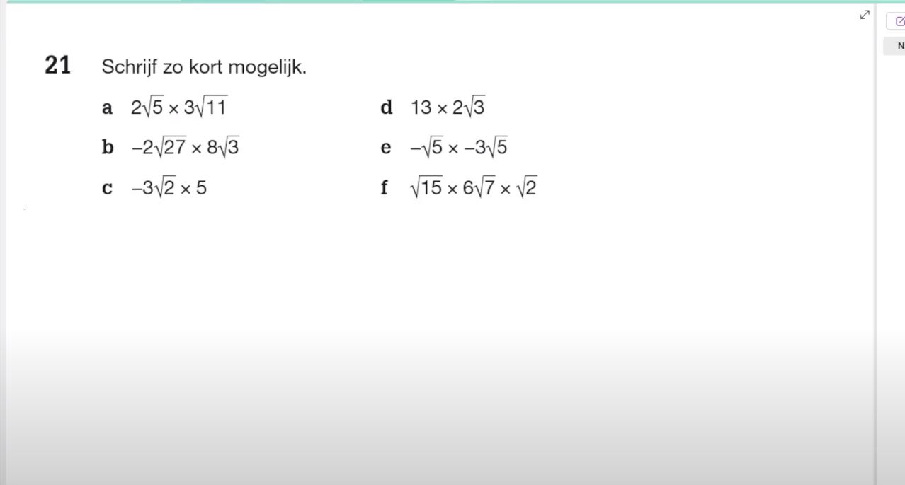 Wortels vermenigvuldigen Opgave 21