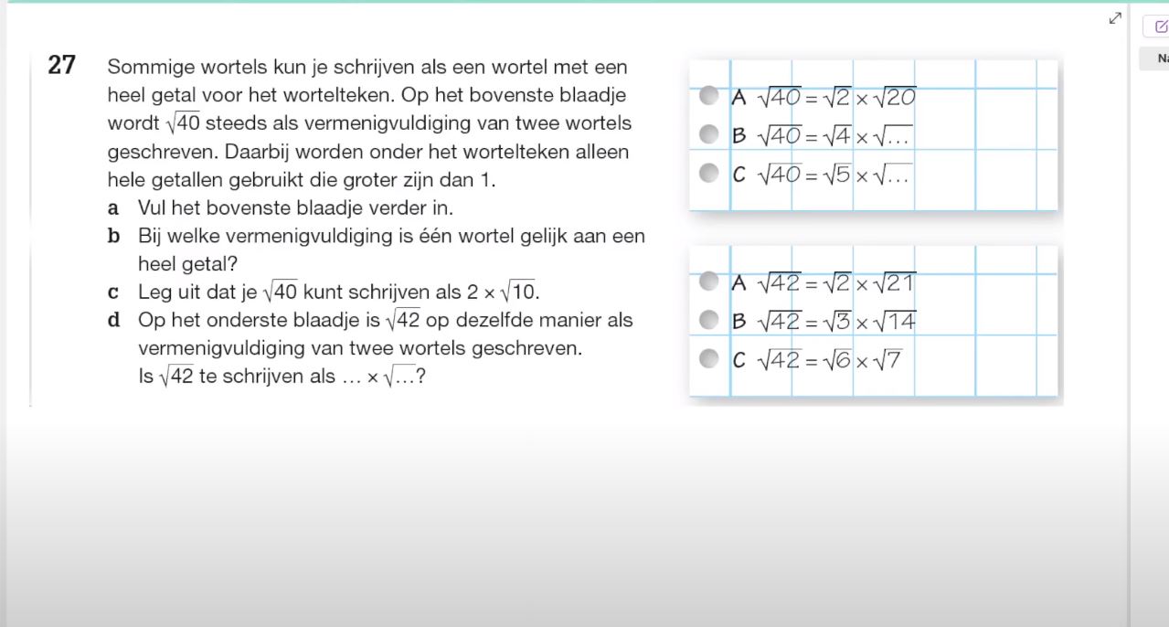 Wortels vereenvoudigen Opgave 27
