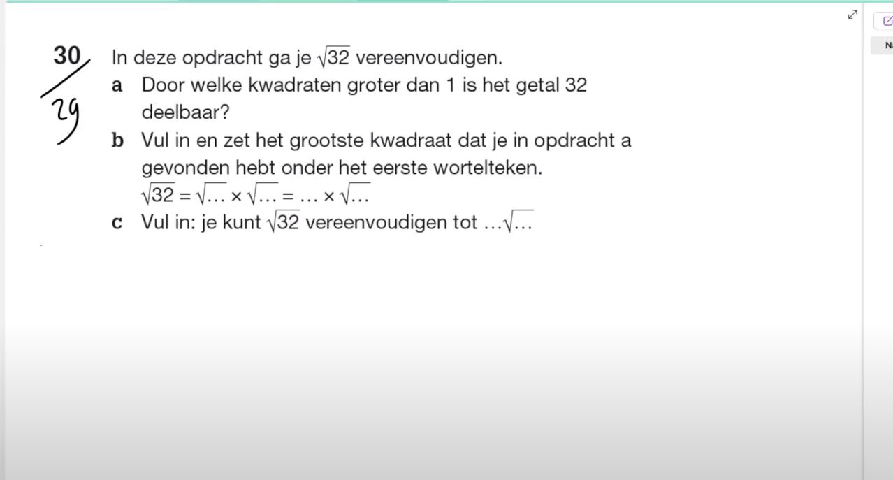 Wortels vereenvoudigen Opgave 29