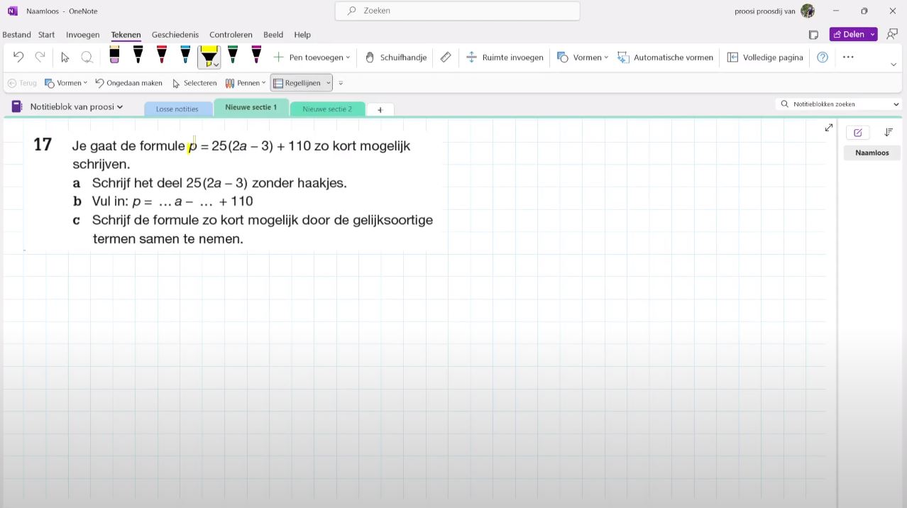 Formules met haakjes korter schrijven opgave 17