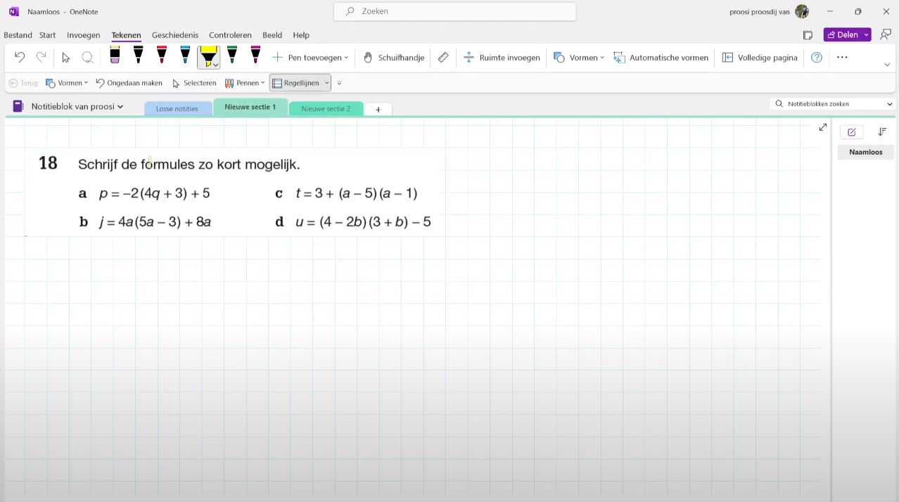 Formules met haakjes korter schrijven opgave 18
