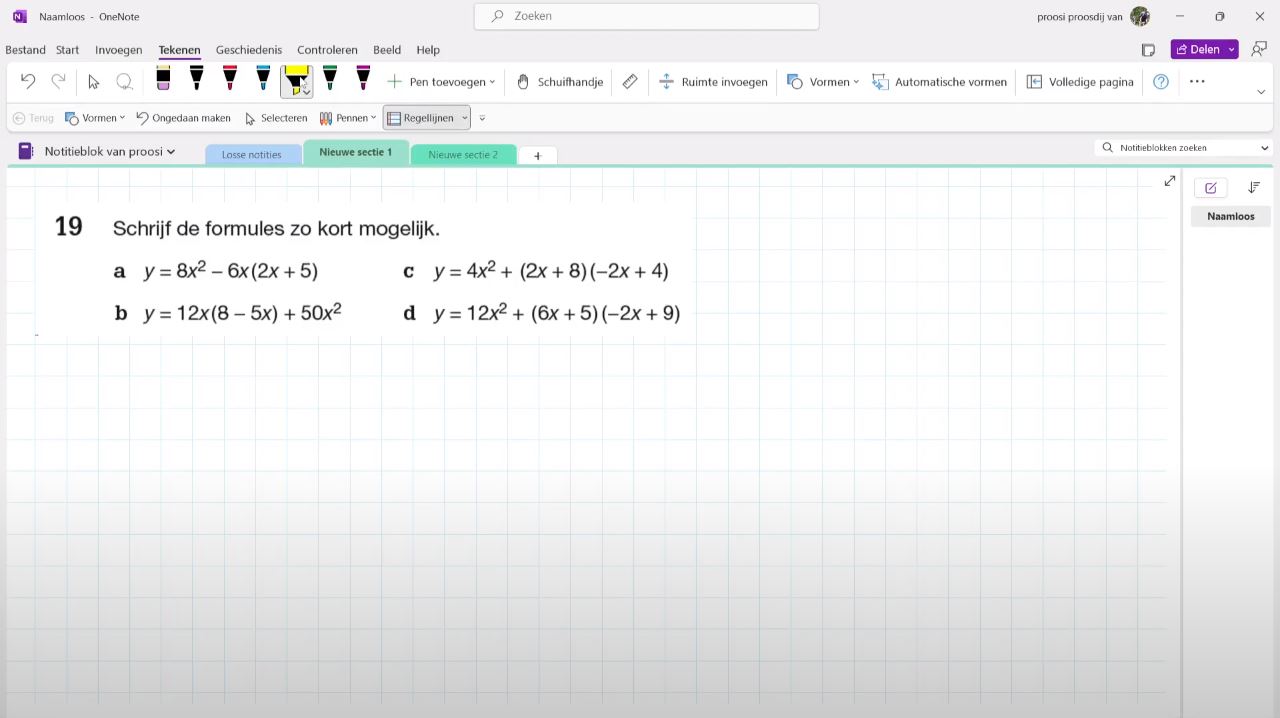 Formules met haakjes korter schrijven opgave 19
