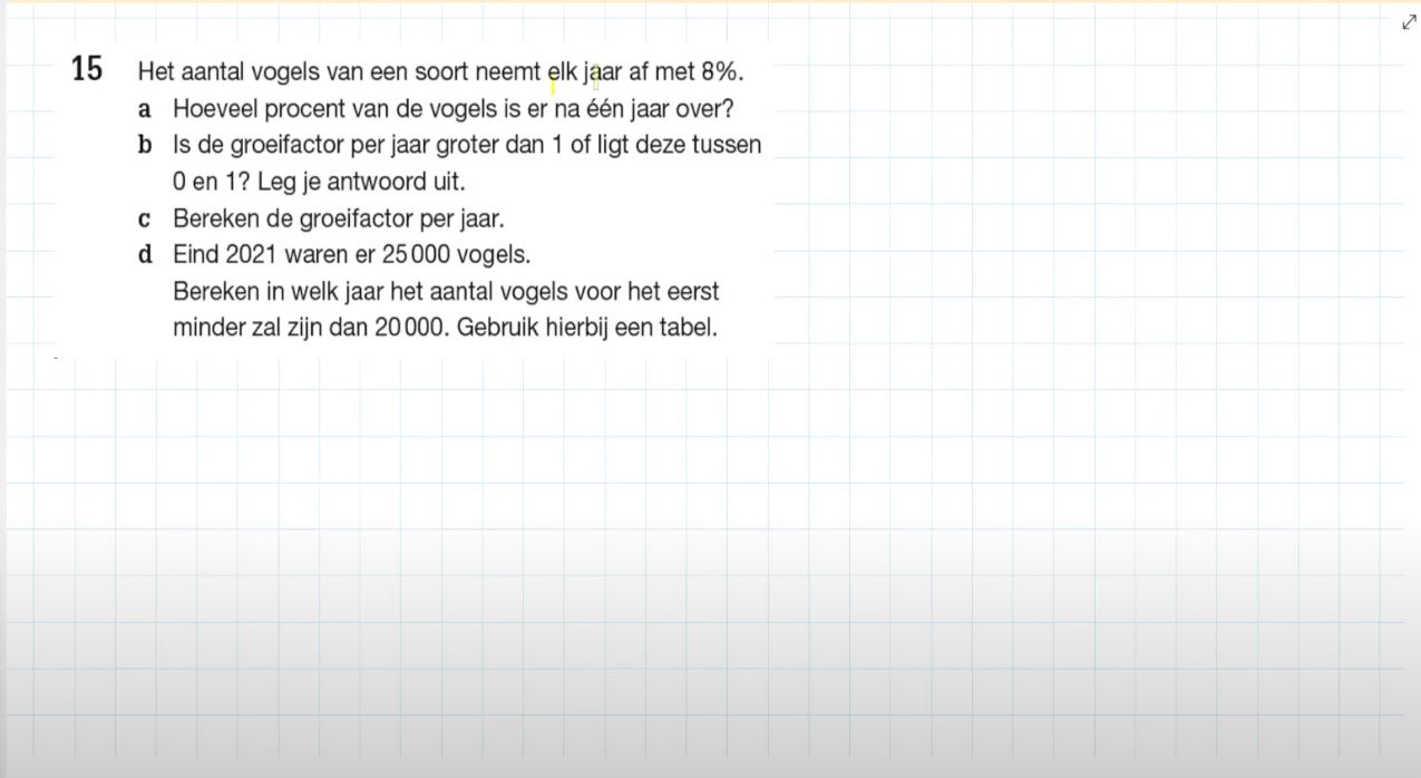 Exponentiële groei Opgave 15