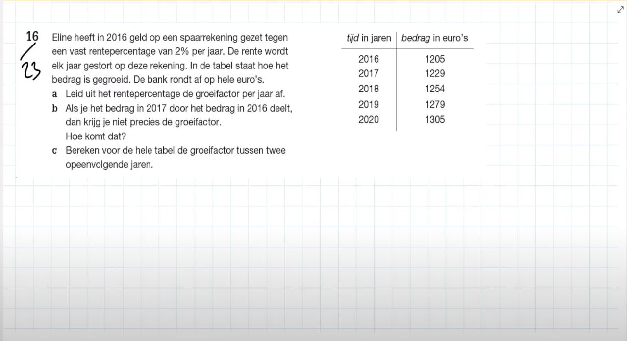 Exponentiële groei Opgave 16