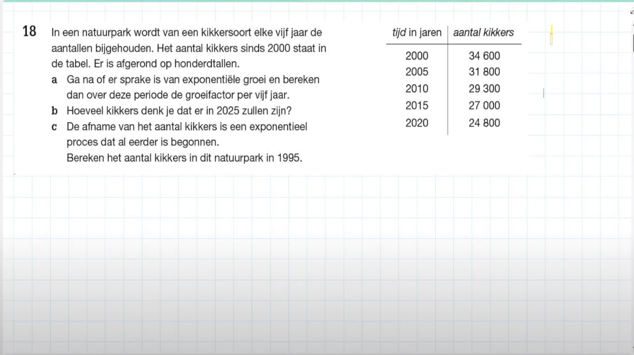 Exponentiële groei Opgave 18