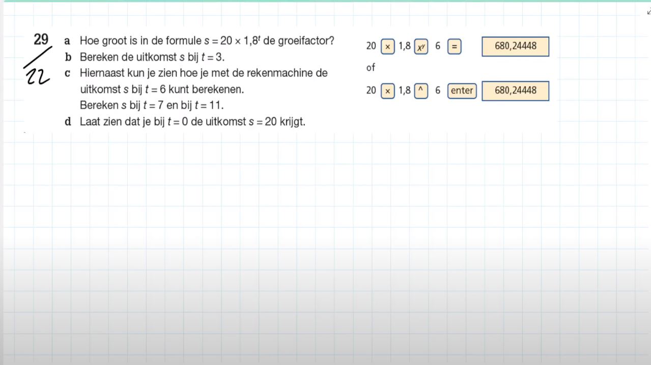 Exponentiële formules Opgave 22