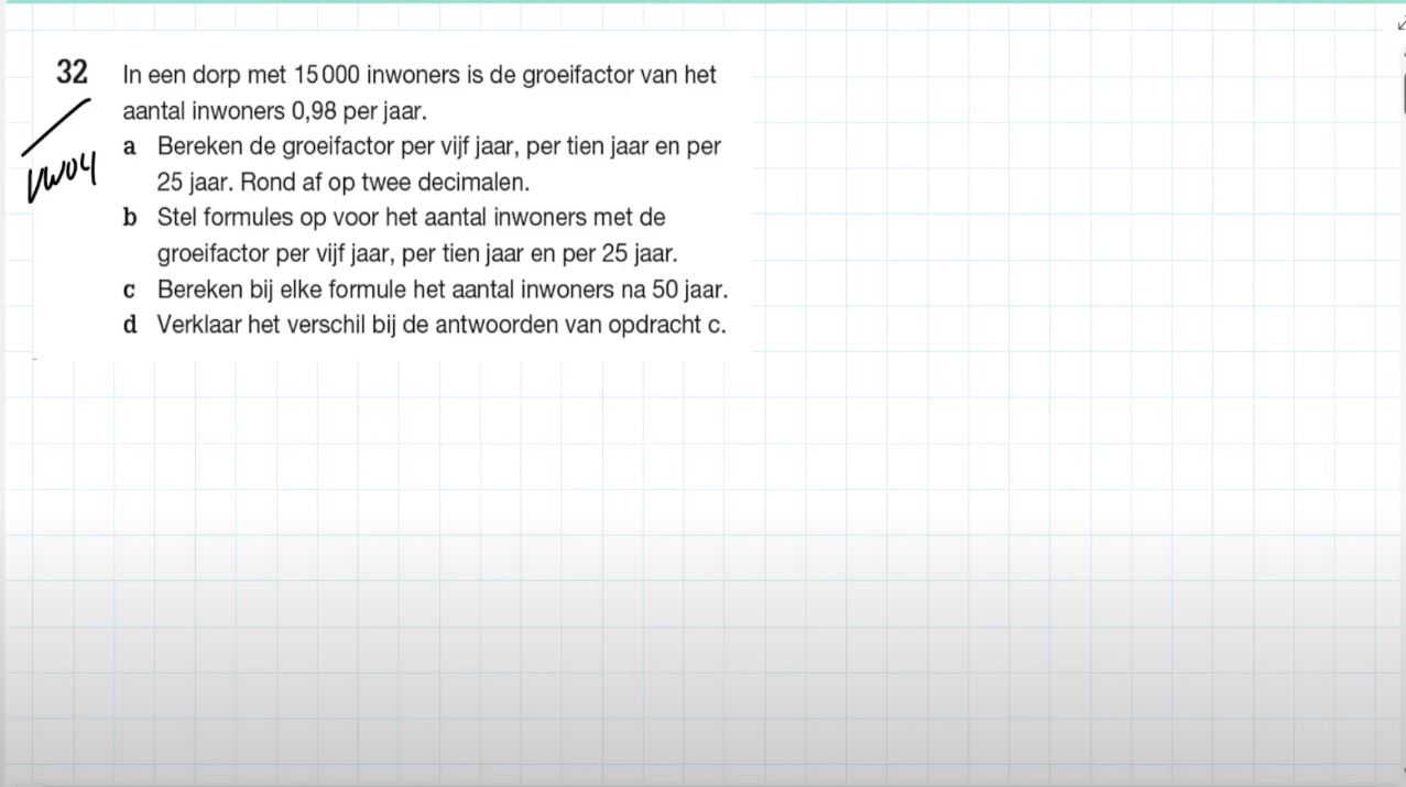 Groeifactor en tijd Opgave 32