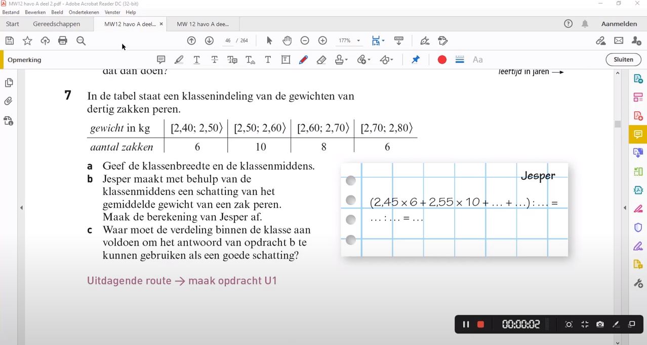 Klassenindeling Opgave 7