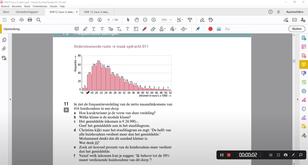 Frequentieverdelingen opgave 11