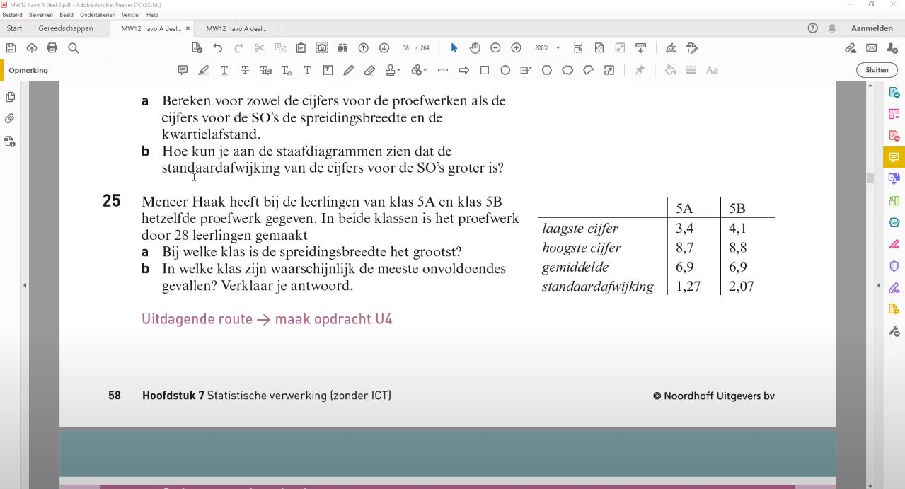 Spreidingsmaten Opgave 25