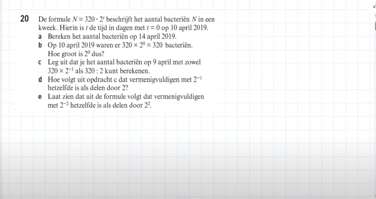 Exponentiële verbanden Opgave 20