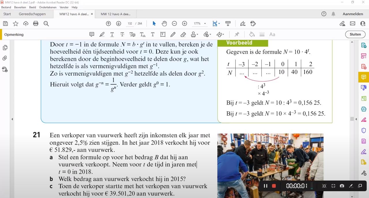 Exponentiële verbanden Opgave 21
