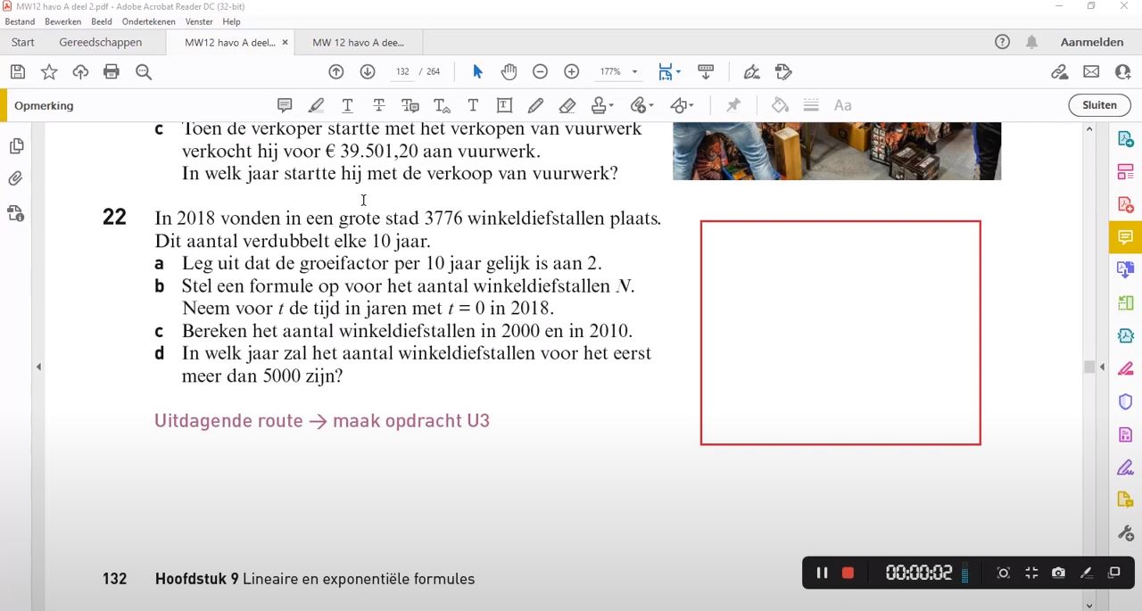 Exponentiële verbanden Opgave 22