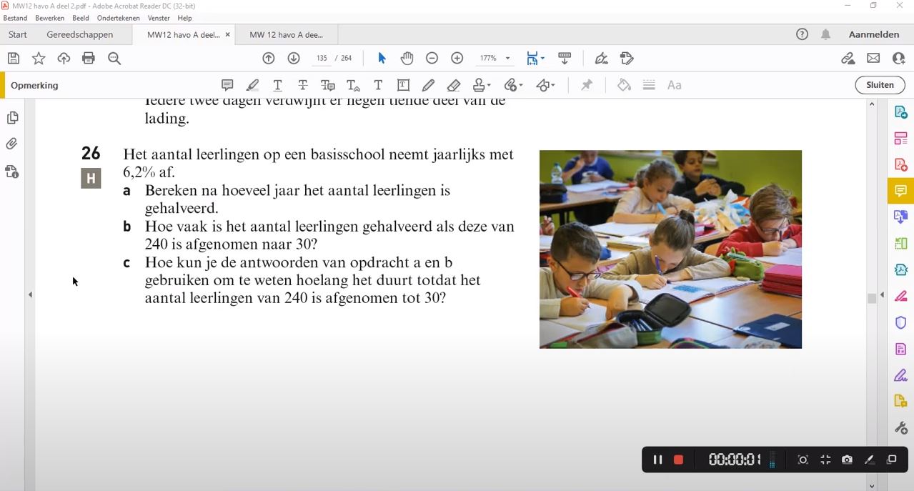 Verdubbelingstijd en halveringstijd Opgave 26