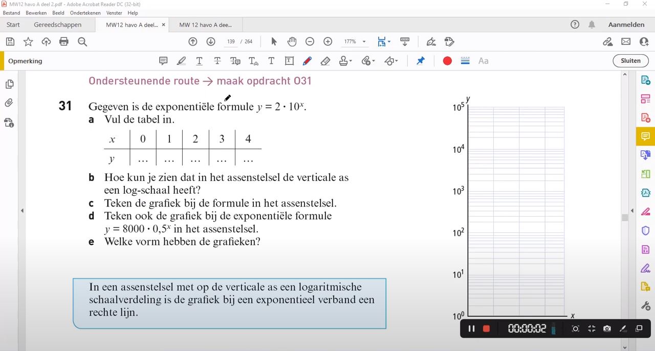 Logaritmische schaalverdeling Opgave 31