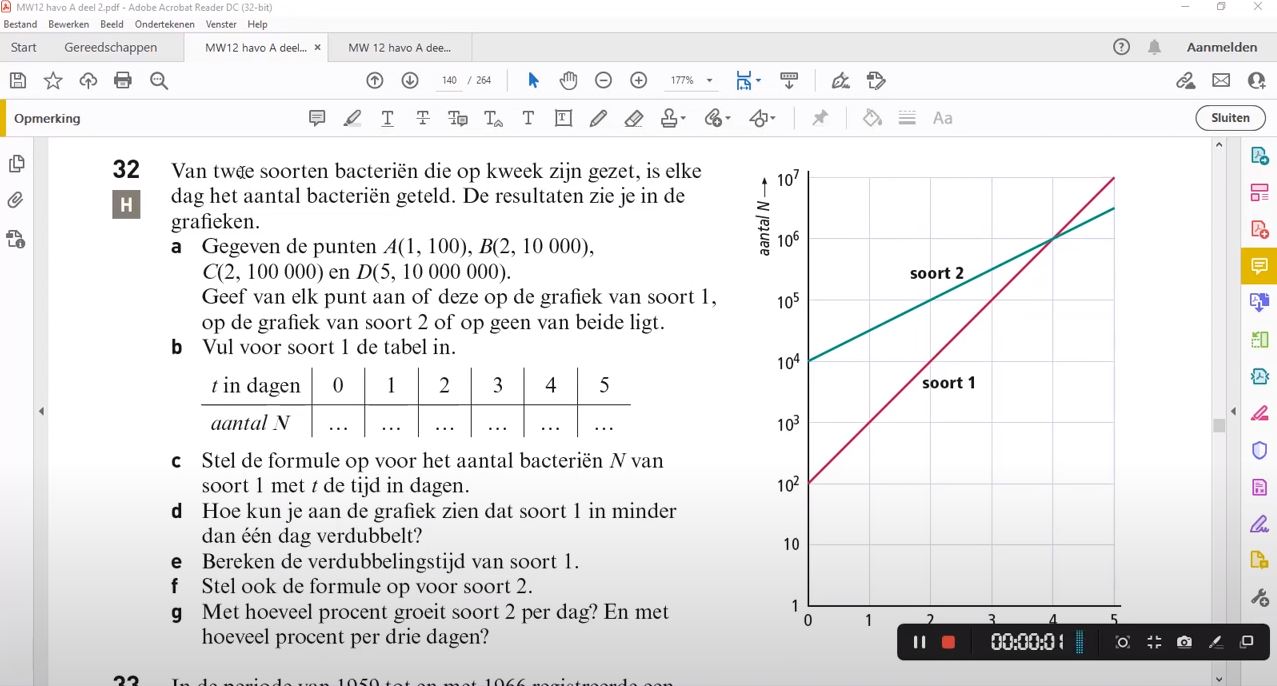Logaritmische schaalverdeling Opgave 32