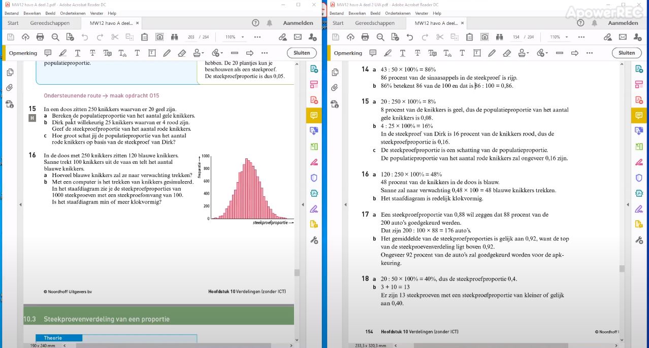Steekproevenverdeling van een proportie Opgave 15