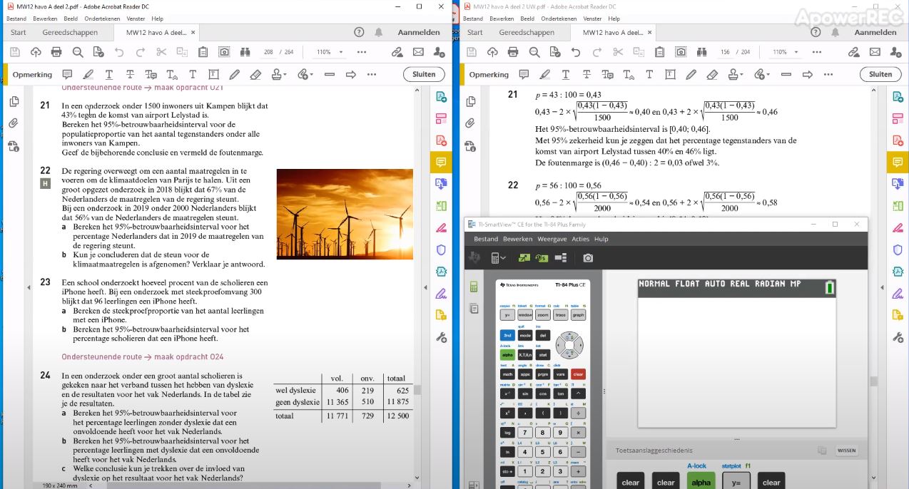 Betrouwbaarheidsinterval voor een proportie Opgave 21