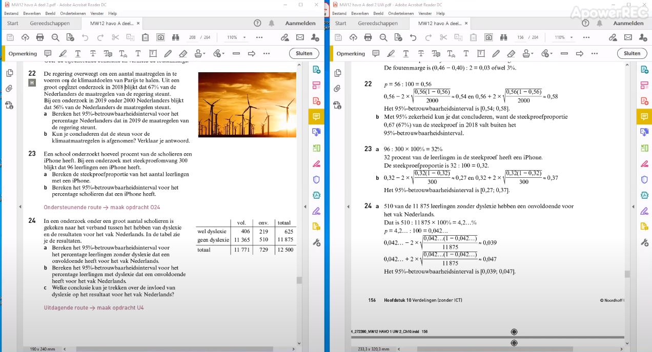 Betrouwbaarheidsinterval voor een proportie Opgave 22