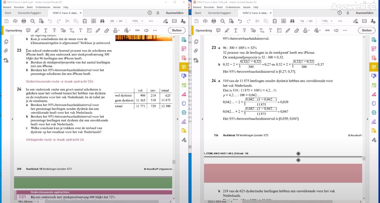Betrouwbaarheidsinterval voor een proportie Opgave 23