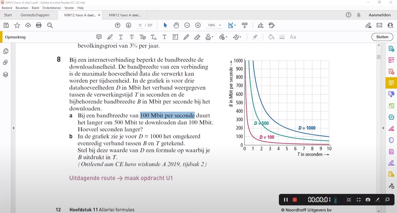 Recht evenredig en omgekeerd evenredig Opgave 8
