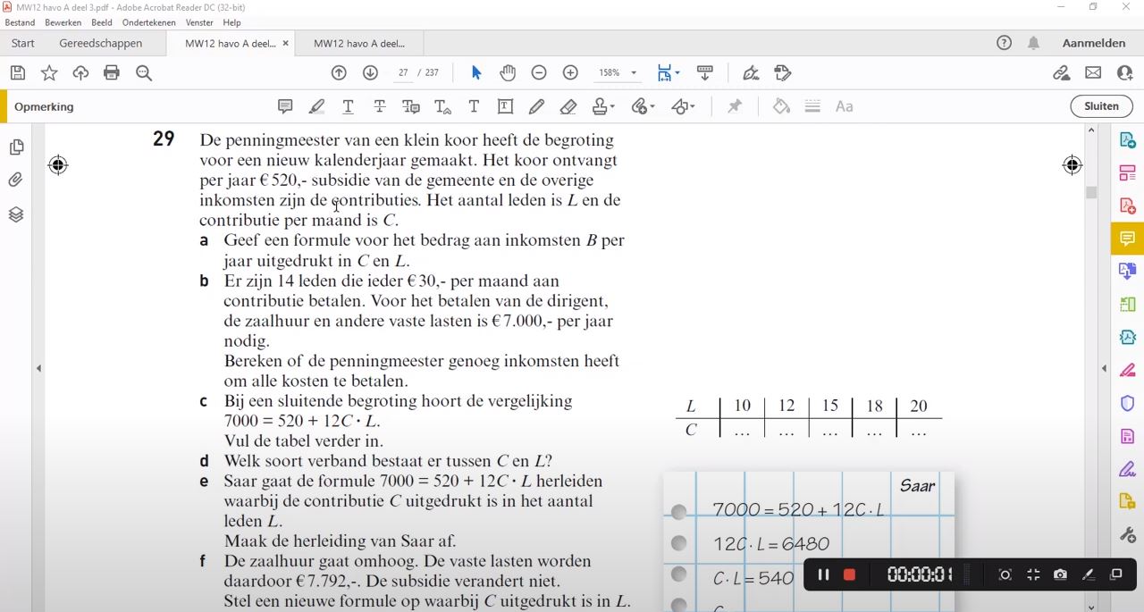 Formules met meer variabelen Opgave 29