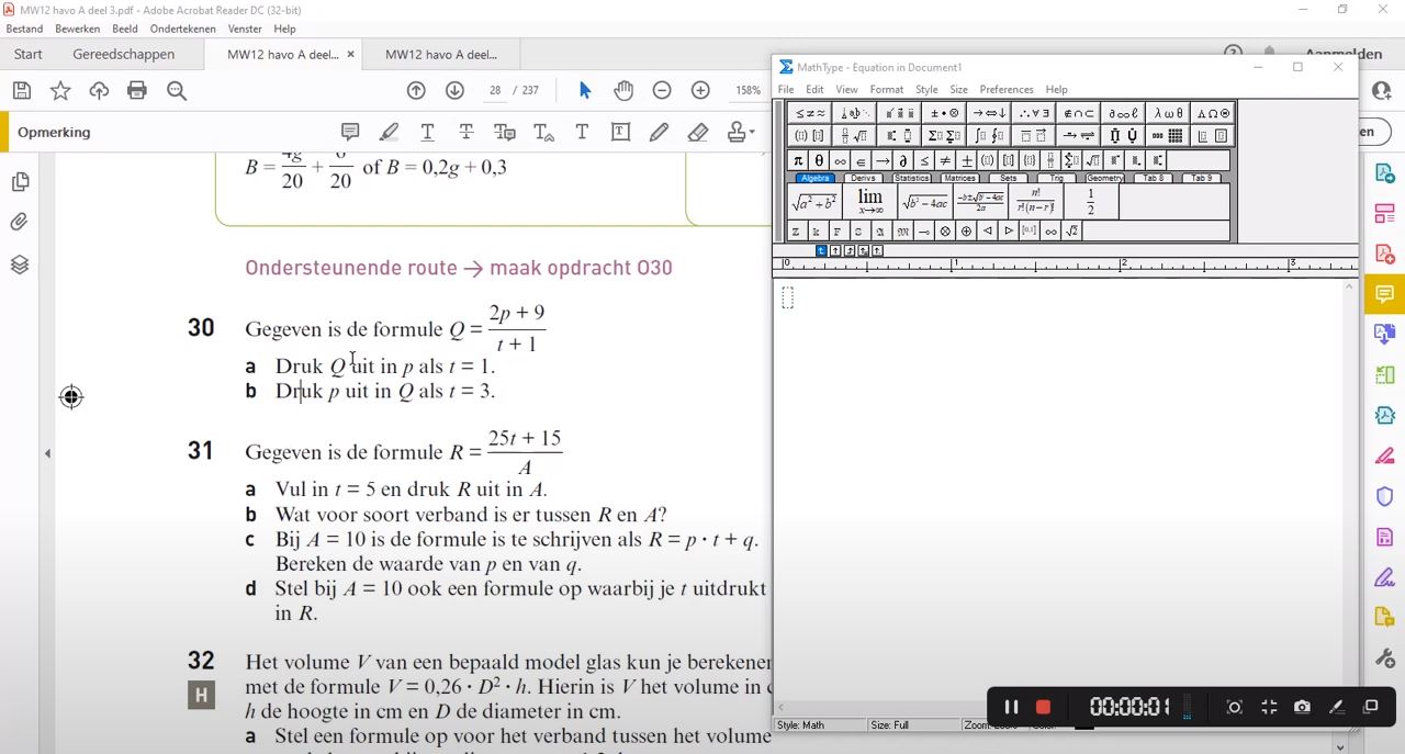 Formules met meer variabelen Opgave 30
