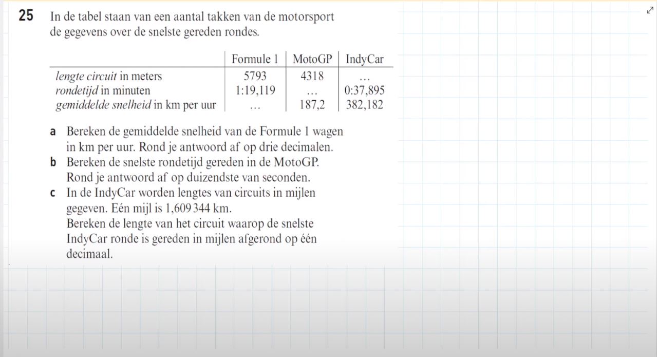 Tijden Opgave 25