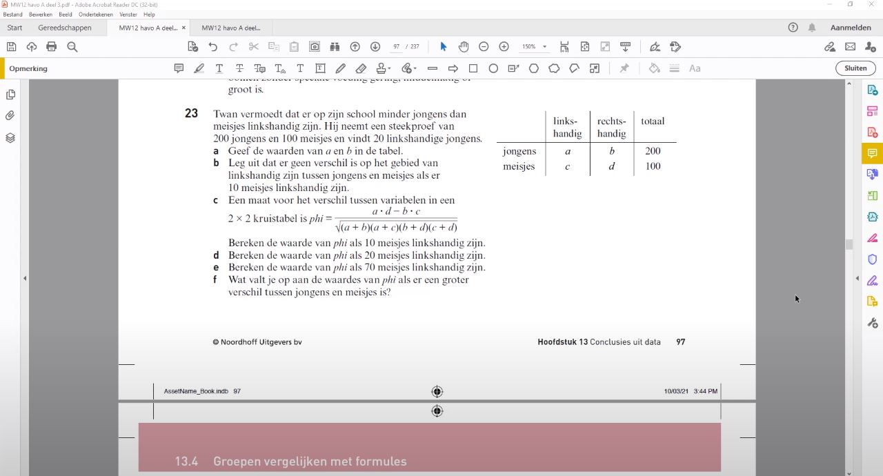 Groepen vergelijken met formules Opgave 24