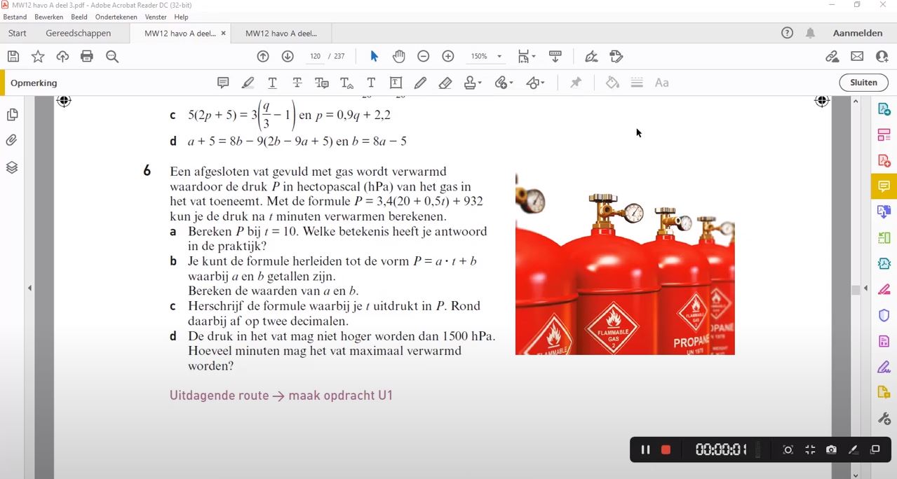 Lineaire formules herleiden Opgave 6
