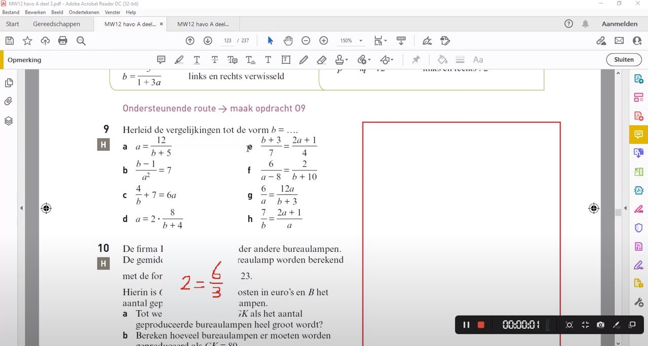 Gebroken formules herleiden Opgave 9