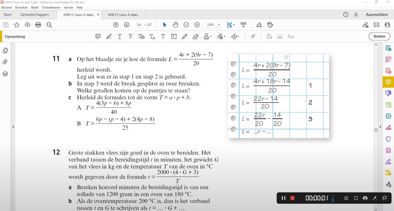 Gebroken formules herleiden Opgave 11