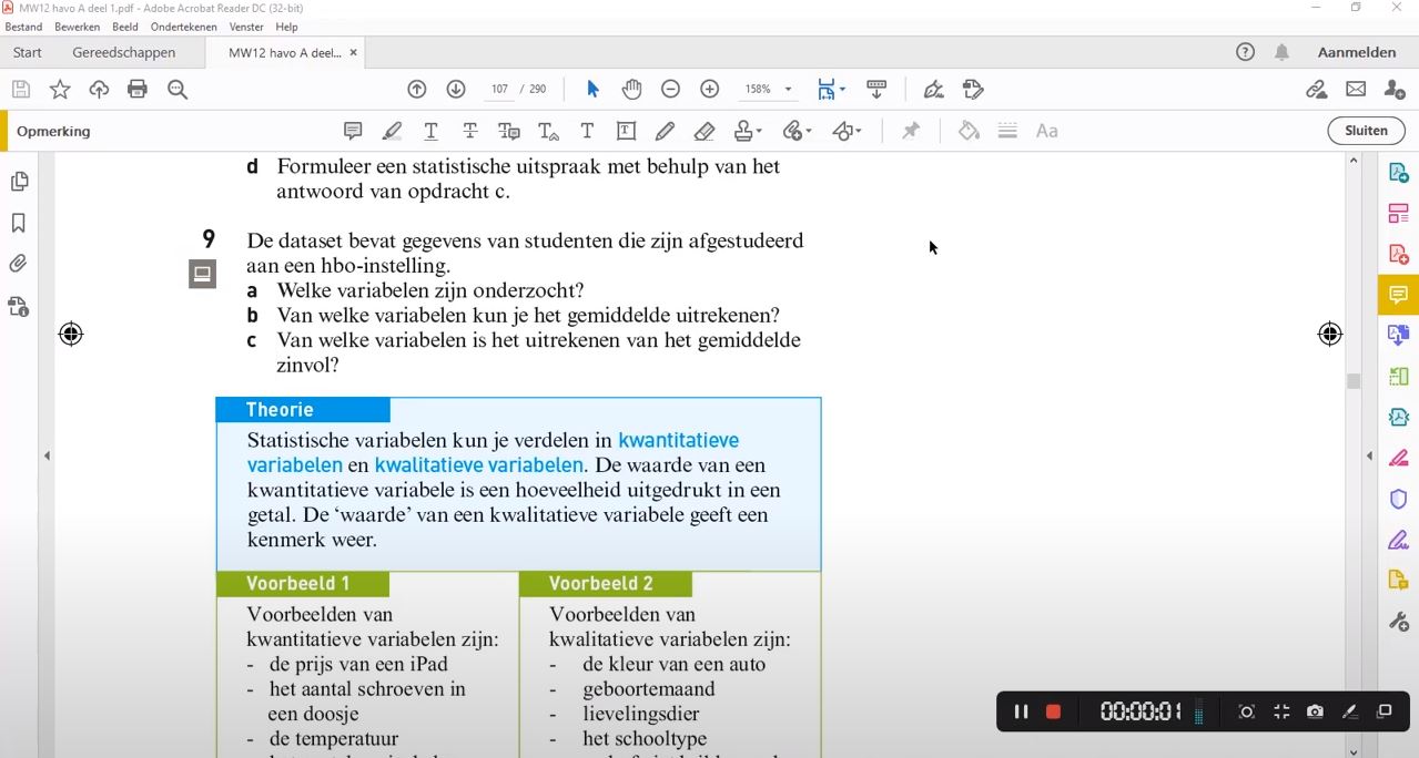 Statistische variabelen Opgave 9