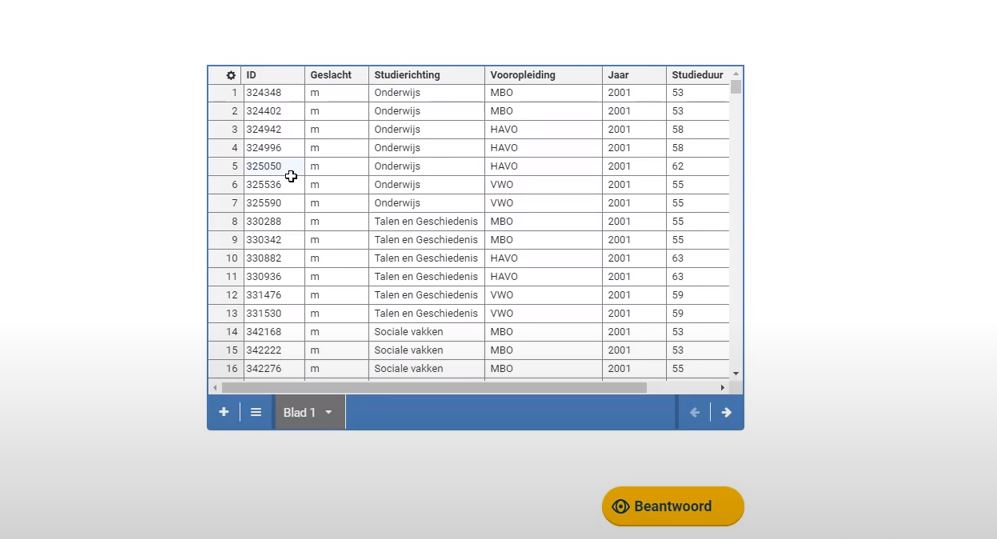 Statistische variabelen Opgave 11