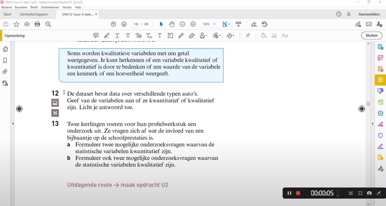 Statistische variabelen Opgave 12