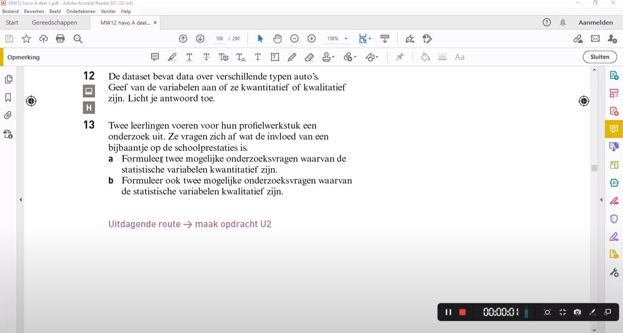 Statistische variabelen Opgave 13