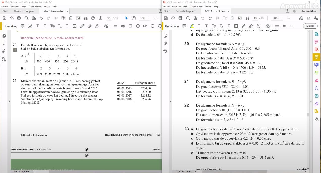Exponentiële formules opstellen Opgave 20