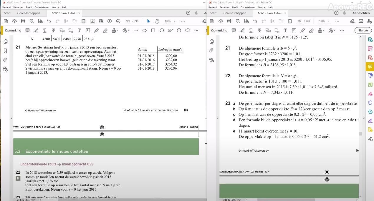 Exponentiële formules opstellen Opgave 21