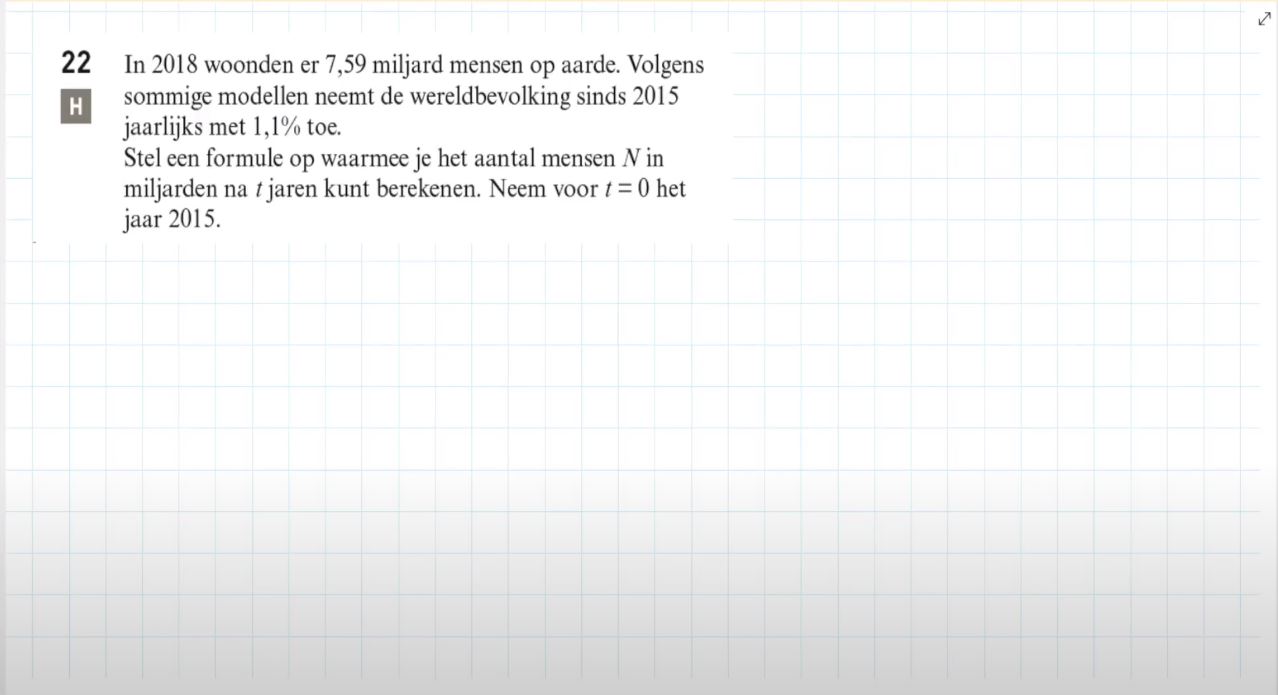 Exponentiële formules opstellen Opgave 22